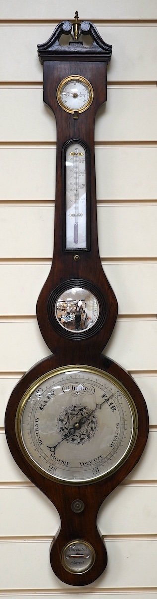 A 20th century mahogany banjo barometer, 99cm. Condition - good, not tested as working